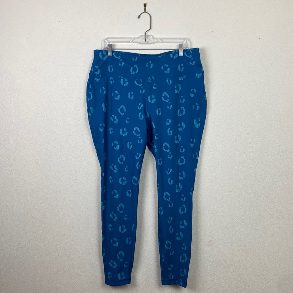 ZELOS | Teal Cheetah Print Athletic Leggings 2X
